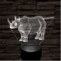 Rinocérosz 7 színű 3D led lámpa