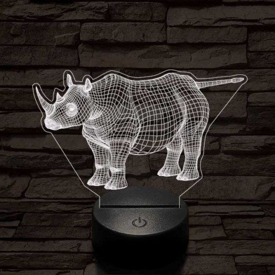 Rinocérosz 7 színű 3D led lámpa
