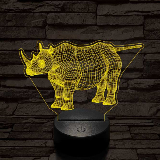 Rinocérosz 7 színű 3D led lámpa