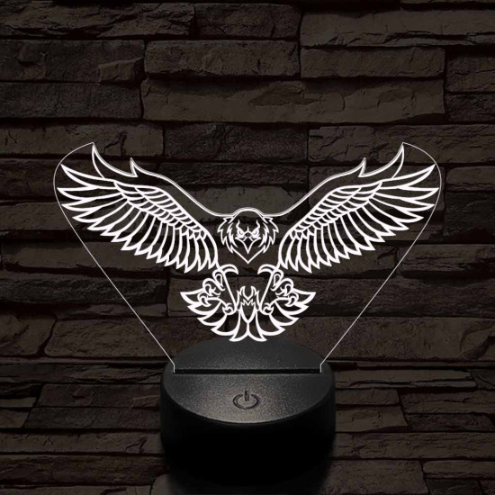 Leszálló sas szemből 7 színű 3D led lámpa
