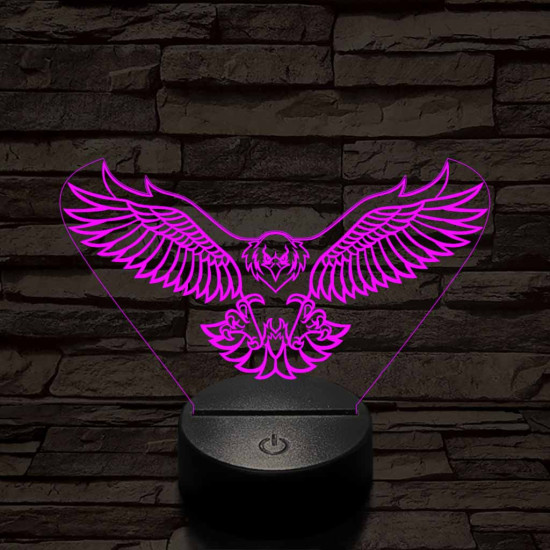Leszálló sas szemből 7 színű 3D led lámpa