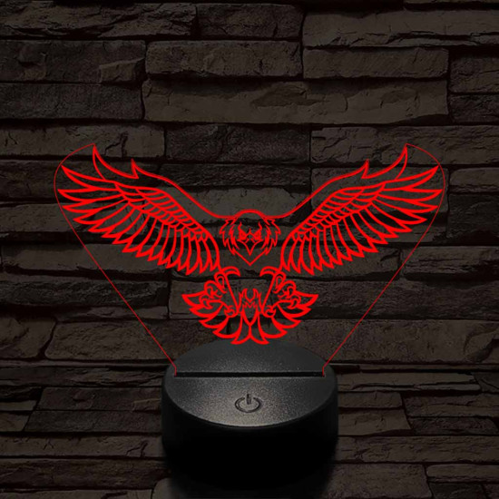 Leszálló sas szemből 7 színű 3D led lámpa