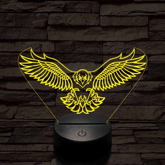 Leszálló sas szemből 7 színű 3D led lámpa