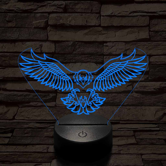 Leszálló sas szemből 7 színű 3D led lámpa