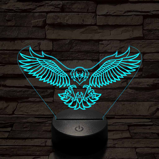 Leszálló sas szemből 7 színű 3D led lámpa
