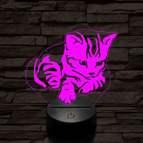 Aranyos cica 7 színű led lámpa