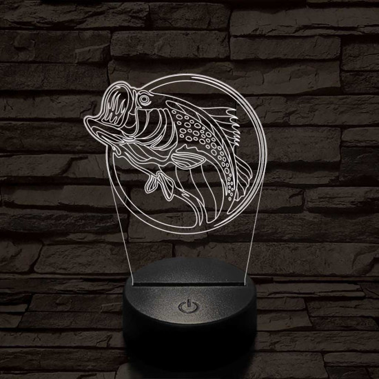 Sügér 7 színű 3D led lámpa