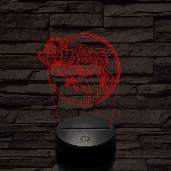 Sügér 7 színű 3D led lámpa