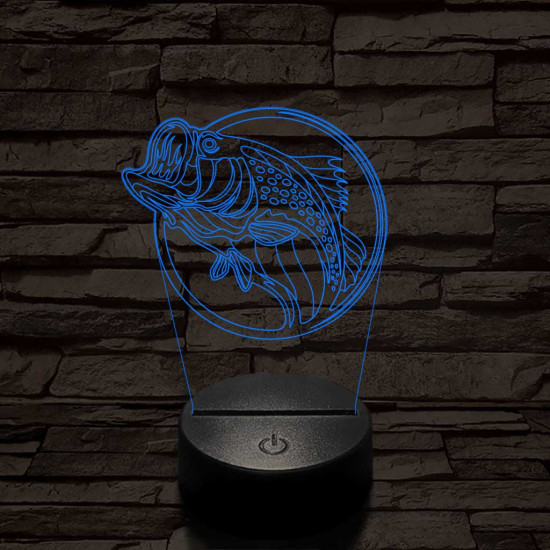 Sügér 7 színű 3D led lámpa