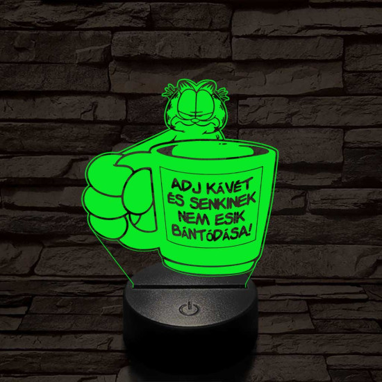 Garfield kávét követel 7 színű  3D led lámpa