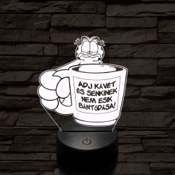 Garfield kávét követel 7 színű  3D led lámpa