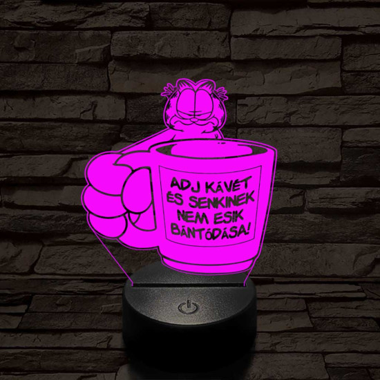 Garfield kávét követel 7 színű  3D led lámpa