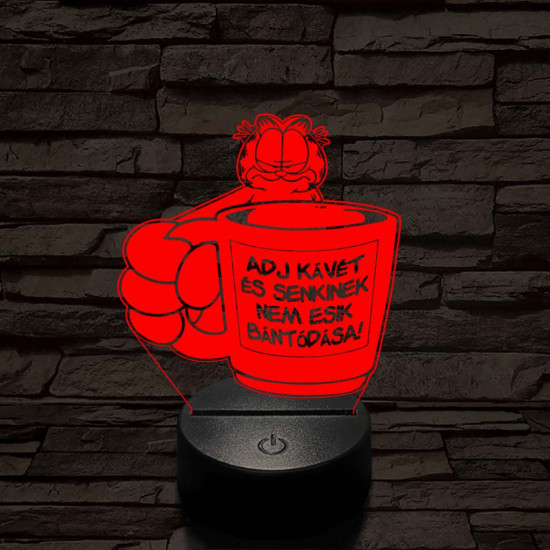 Garfield kávét követel 7 színű  3D led lámpa