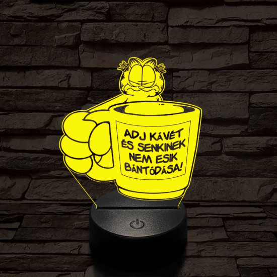 Garfield kávét követel 7 színű  3D led lámpa