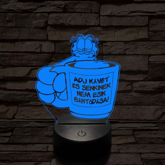 Garfield kávét követel 7 színű  3D led lámpa