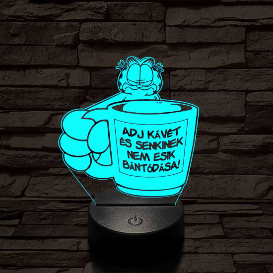 Garfield kávét követel 7 színű  3D led lámpa