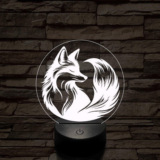 Róka a körben 7 színű  3D led lámpa