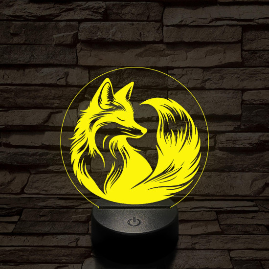 Róka a körben 7 színű  3D led lámpa