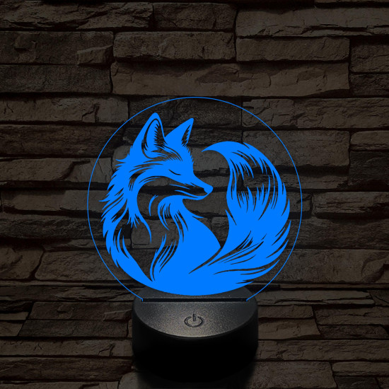 Róka a körben 7 színű  3D led lámpa