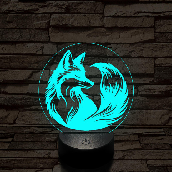 Róka a körben 7 színű  3D led lámpa