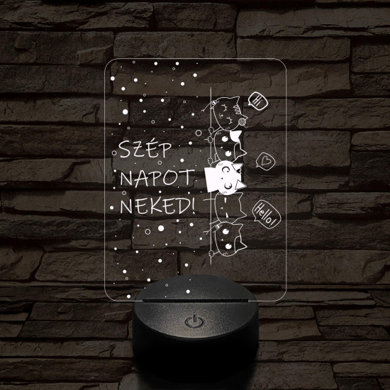 Cicák szép napot kívánnak 7 színű led lámpa