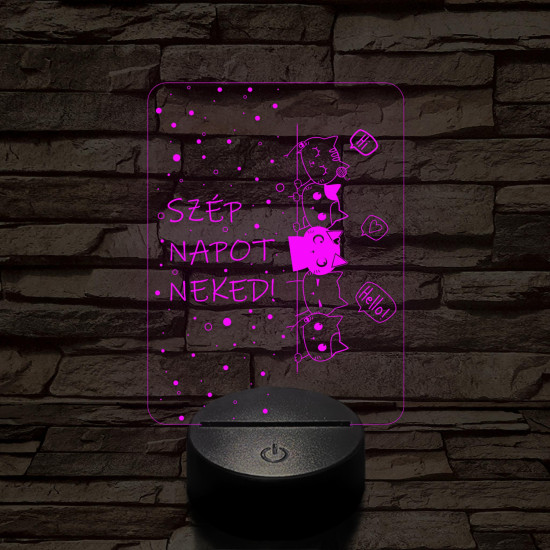 Cicák szép napot kívánnak 7 színű led lámpa