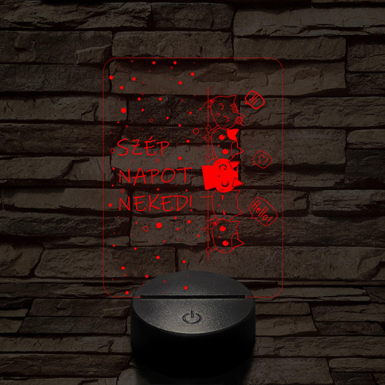 Cicák szép napot kívánnak 7 színű led lámpa