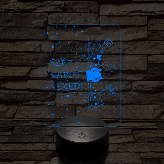 Cicák szép napot kívánnak 7 színű led lámpa