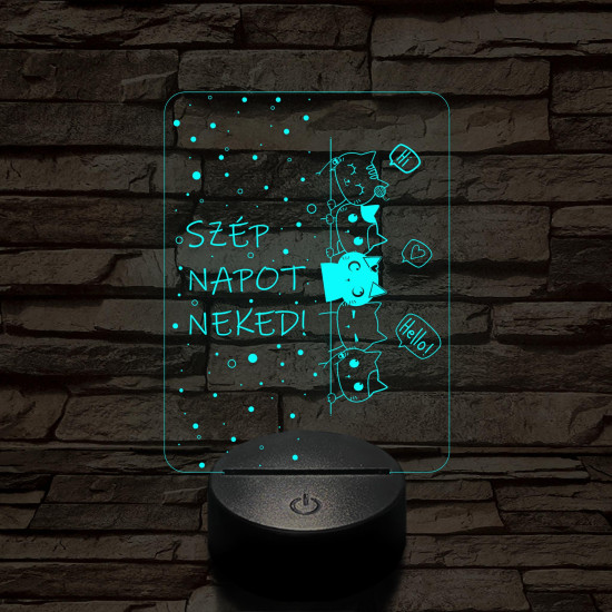 Cicák szép napot kívánnak 7 színű led lámpa