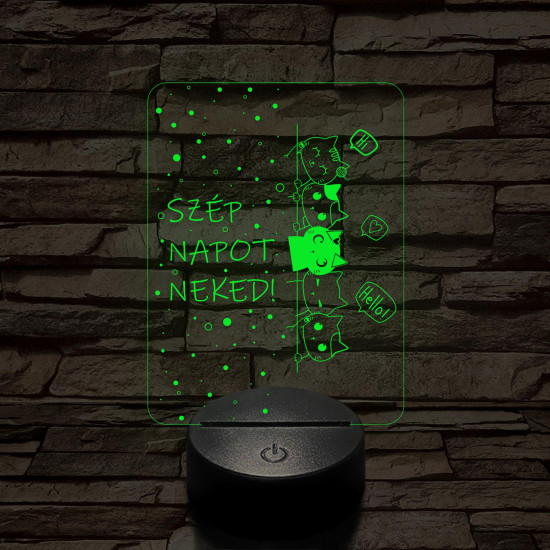 Cicák szép napot kívánnak 7 színű led lámpa