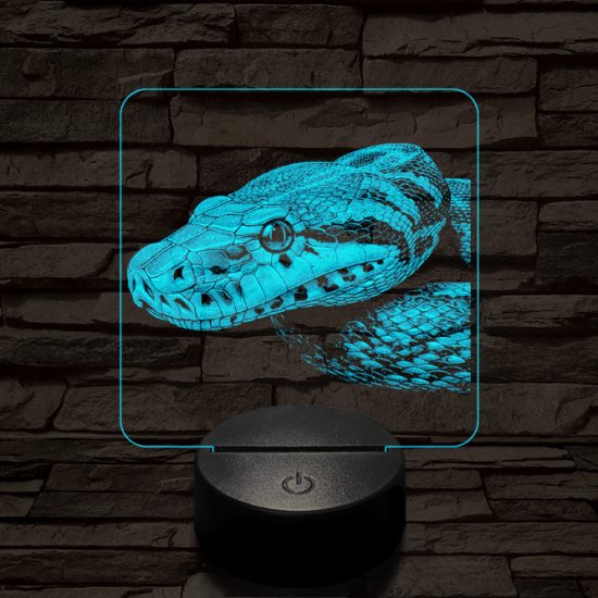 Kobra oldalról első 7 színű valósághű 3D led lámpa