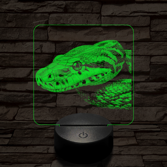 Kobra oldalról első 7 színű valósághű 3D led lámpa