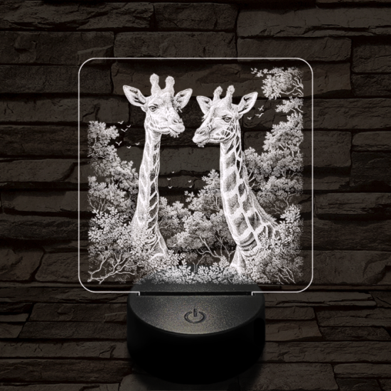 Zsiráf páros 7 színű valósághű 3D led lámpa