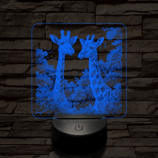 Zsiráf páros 7 színű valósághű 3D led lámpa