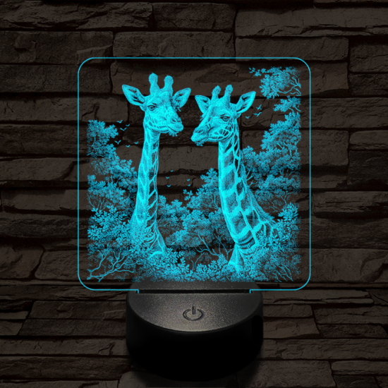 Zsiráf páros 7 színű valósághű 3D led lámpa