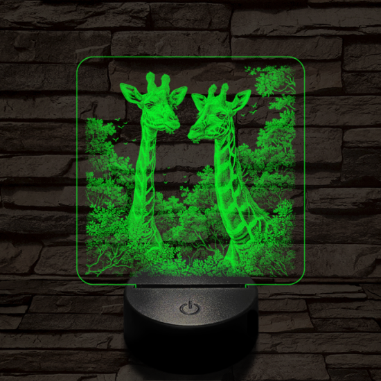 Zsiráf páros 7 színű valósághű 3D led lámpa