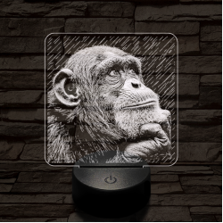 Gondolkodó majom 7 színű valósághű 3D led lámpa