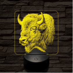 Bölény protré 7 színű valósághű 3D led lámpa