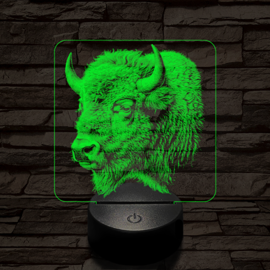 Bölény protré 7 színű valósághű 3D led lámpa