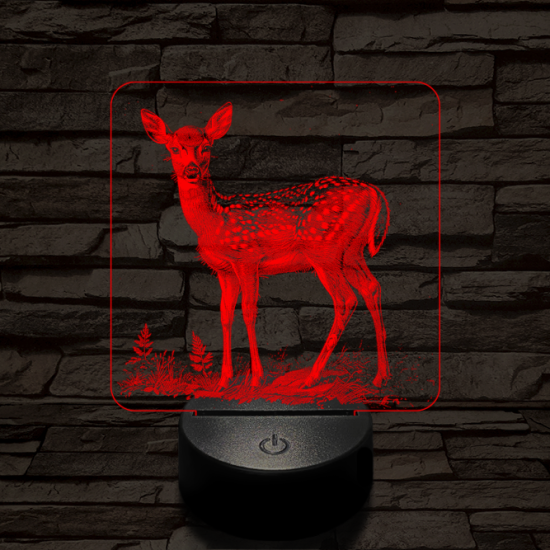 Szelíd őzike 7 színű valósághű 3D led lámpa