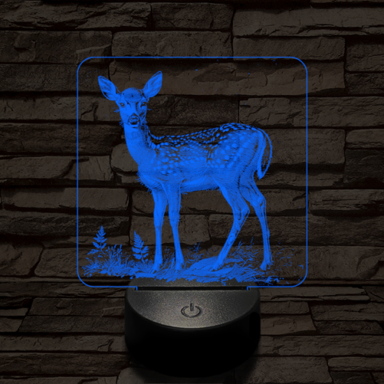 Szelíd őzike 7 színű valósághű 3D led lámpa