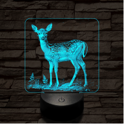 Szelíd őzike 7 színű valósághű 3D led lámpa