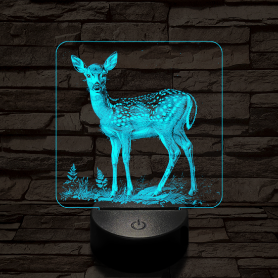 Szelíd őzike 7 színű valósághű 3D led lámpa