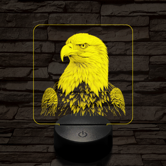 Sasszemű 7 színű valósághű 3D led lámpa