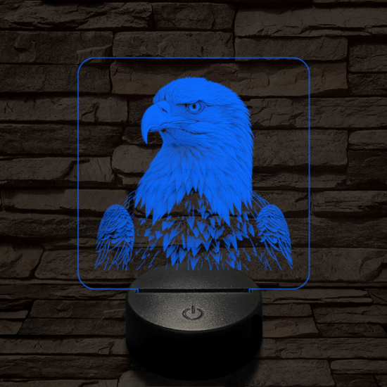 Sasszemű 7 színű valósághű 3D led lámpa