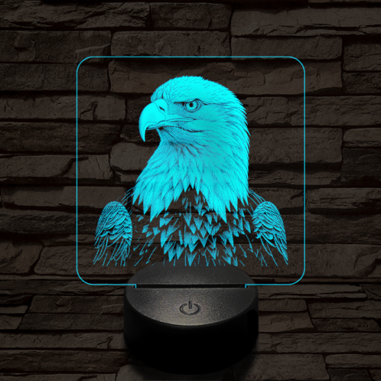 Sasszemű 7 színű valósághű 3D led lámpa