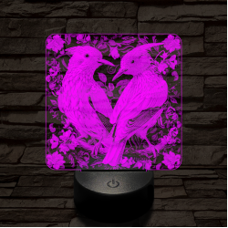 Madárpár az ágon 7 színű valósághű 3D led lámpa