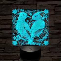 Madárpár az ágon 7 színű valósághű 3D led lámpa