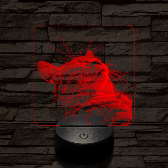 Macska kényelem 7 színű valósághű 3D led lámpa