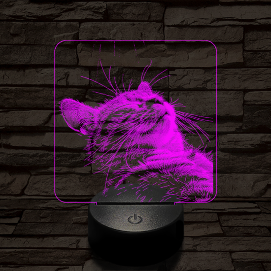 Macska kényelem 7 színű valósághű 3D led lámpa